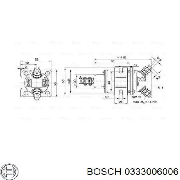 0333006006 Bosch реле втягивающее стартера