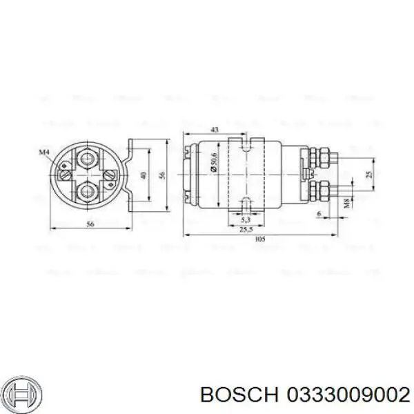 Втягивающее реле стартера 0333009002 Bosch