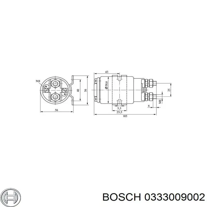 0333009002 Bosch Тяговое реле стартера