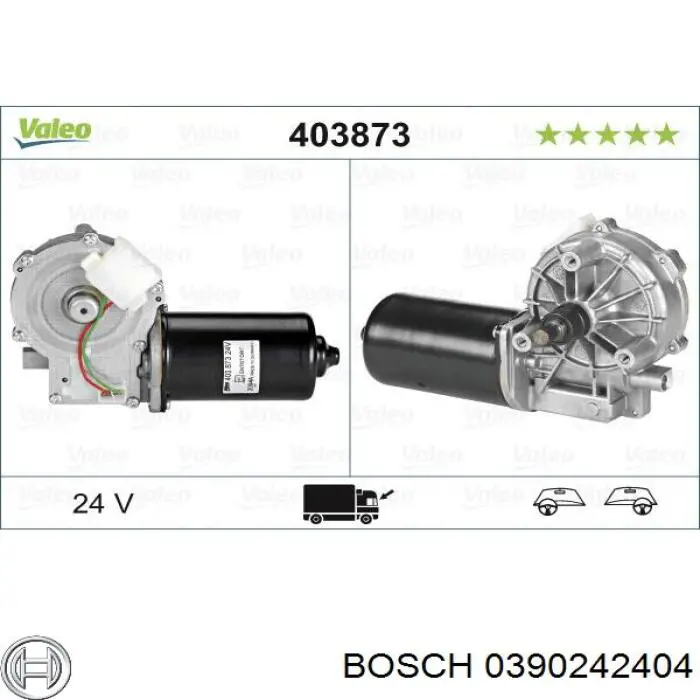 Motor del limpiaparabrisas del parabrisas 0390242404 Bosch