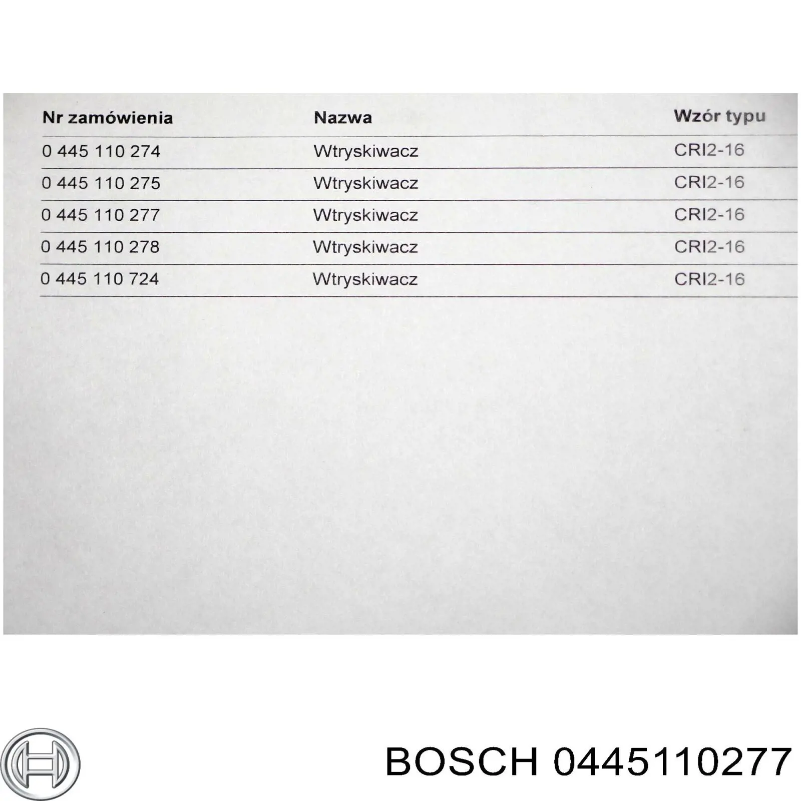 0445110277 Bosch injetor de injeção de combustível