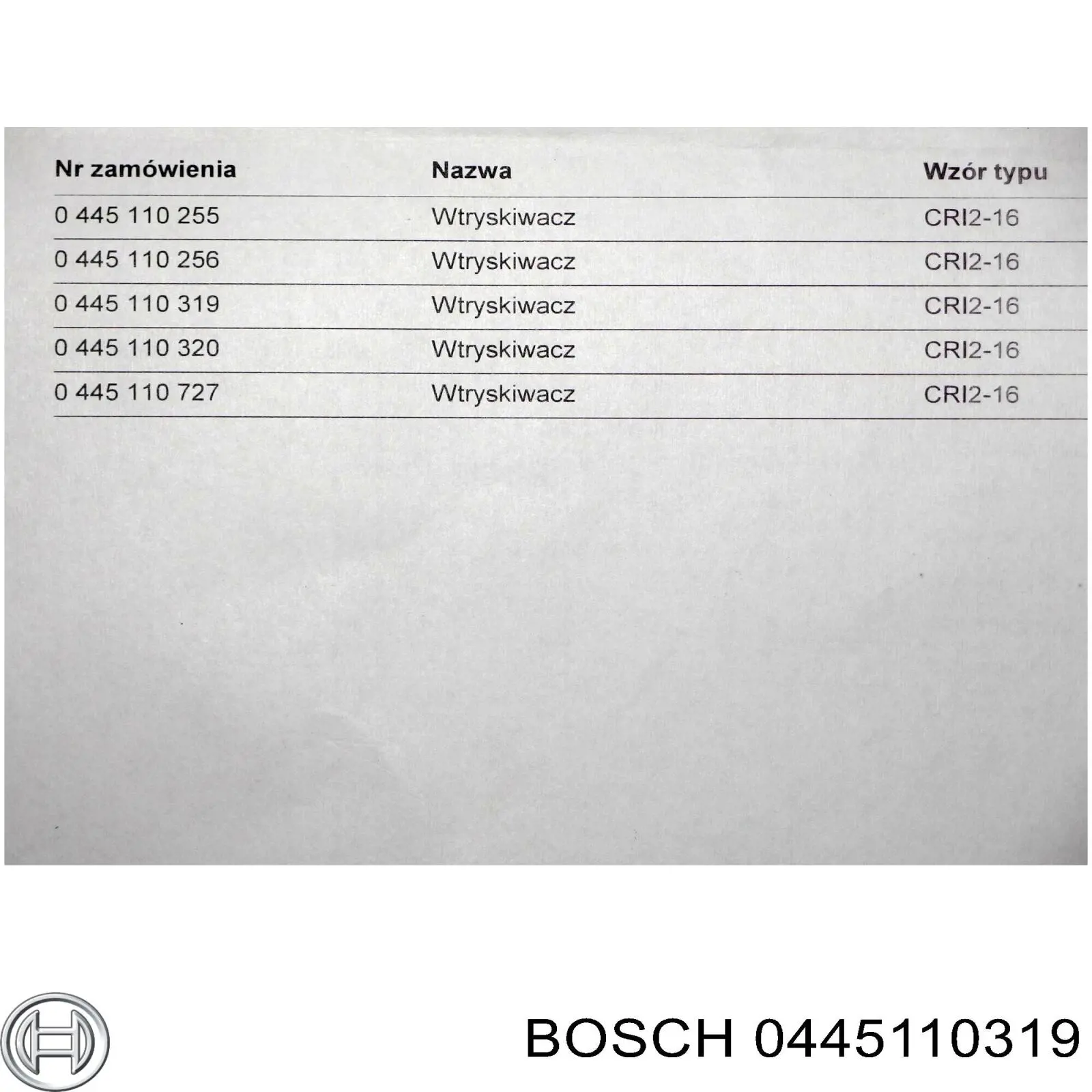 0445110319 Bosch injetor de injeção de combustível