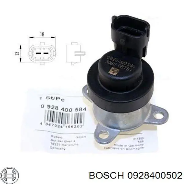 0928400502 BOSCH Válvula reguladora de presión Common-Rail-System original y equivalente