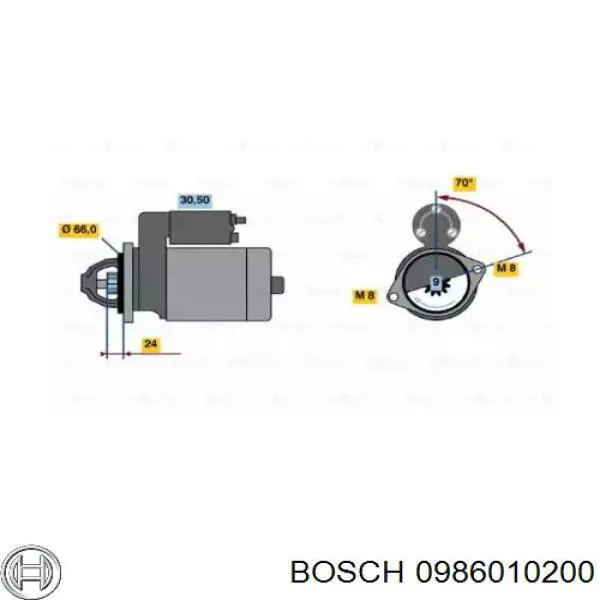 Стартер 0986010200 Bosch