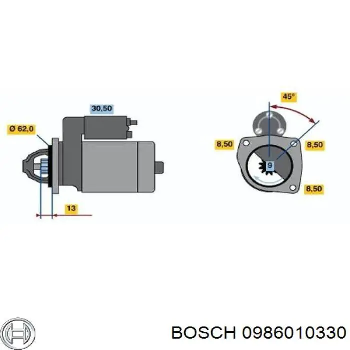 Motor de arranque 0986010330 Bosch