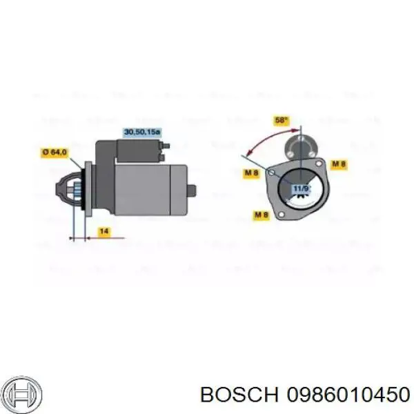0986010450 Bosch стартер