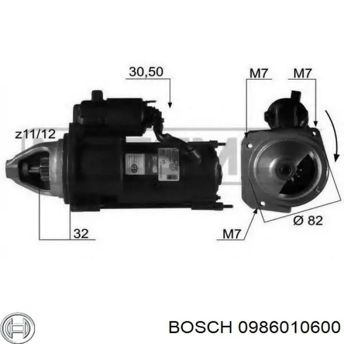 Стартер двигателя Bosch 0986010600
