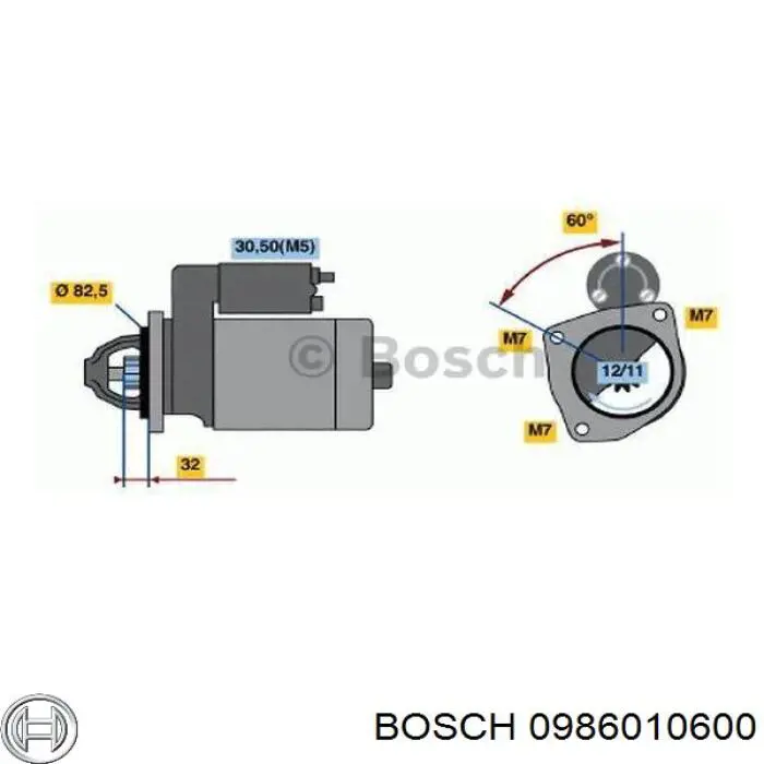 0 986 010 600 Bosch стартер