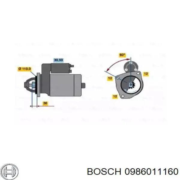 0986011160 Bosch стартер