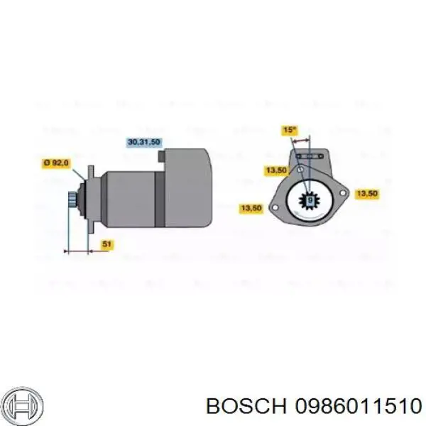 Стартер 0986011510 Bosch