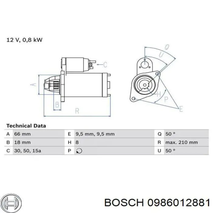 Стартер 0986012881 Bosch