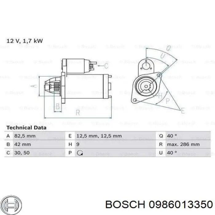 0986013350 Bosch стартер