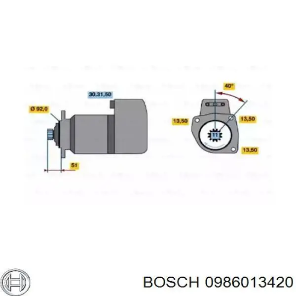 0986013420 Bosch стартер