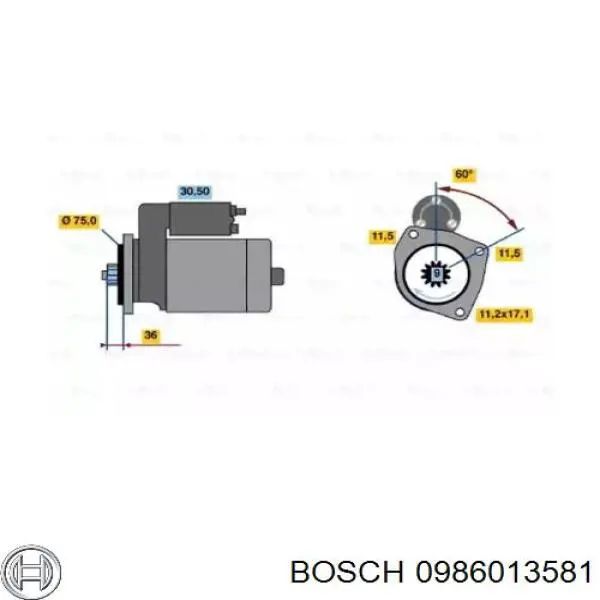 Стартер 0986013581 Bosch