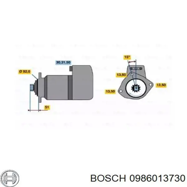 Стартер 0986013730 Bosch