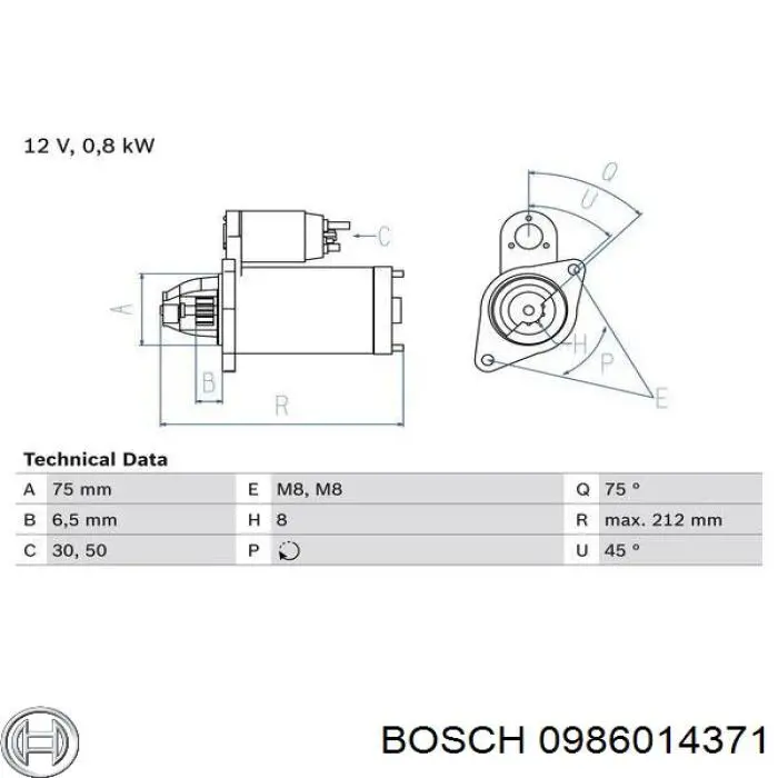 0 986 014 371 Bosch стартер