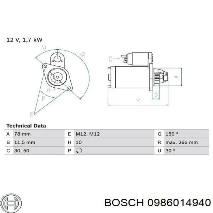 Купить 0986014940 Bosch Стартер