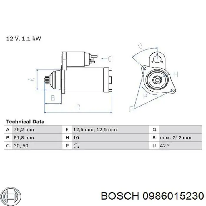 Motor de arranque 0986015230 Bosch