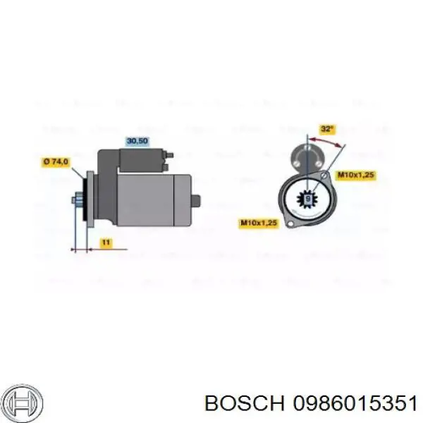 Стартер 0986015351 Bosch