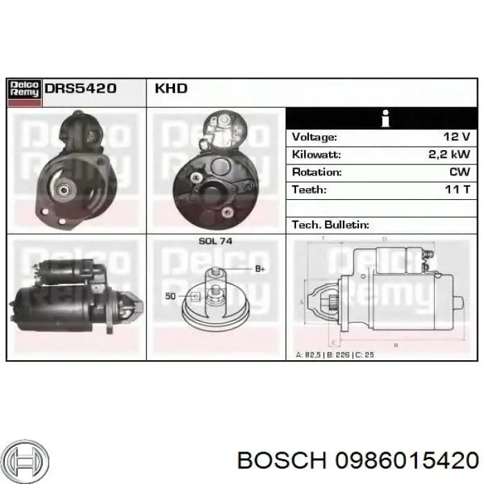 Стартер 0986015420 Bosch