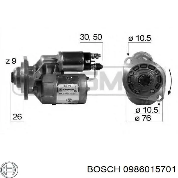 0986015701 Bosch Стартер автомобиля