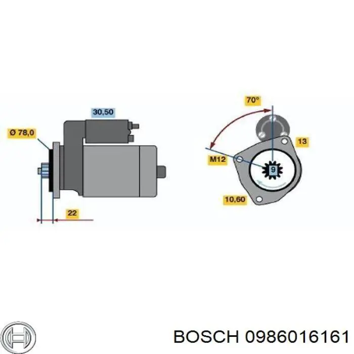 Стартер 0986016161 Bosch