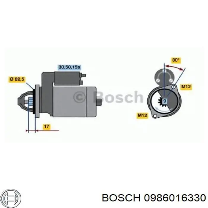 Стартер Bosch 0986016330 цена, от 39.37 USD