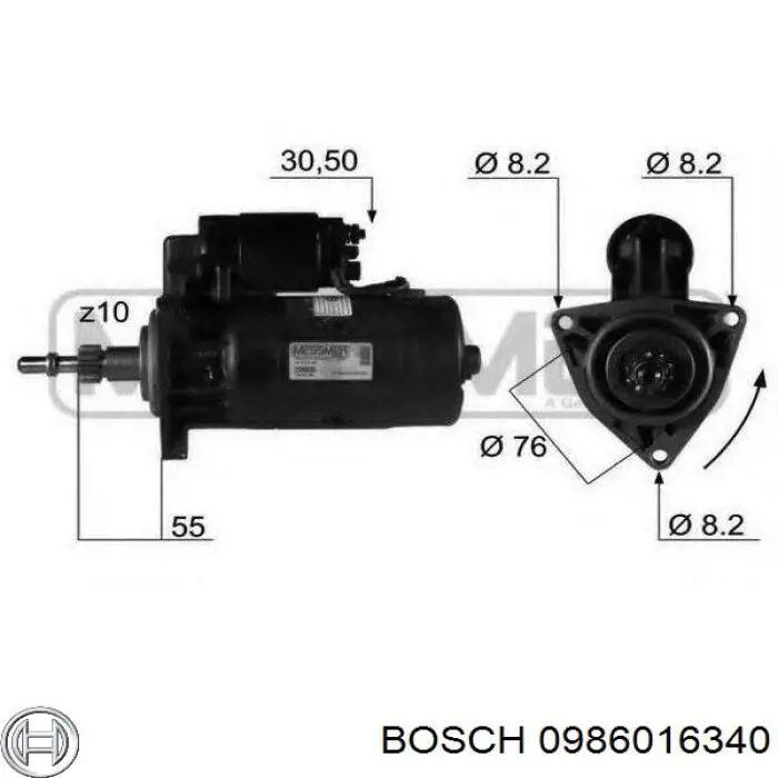 Купить 0986016340 Bosch Стартер