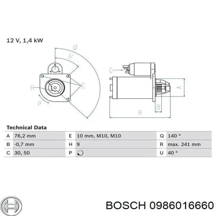 Купить 0986016660 Bosch Стартер