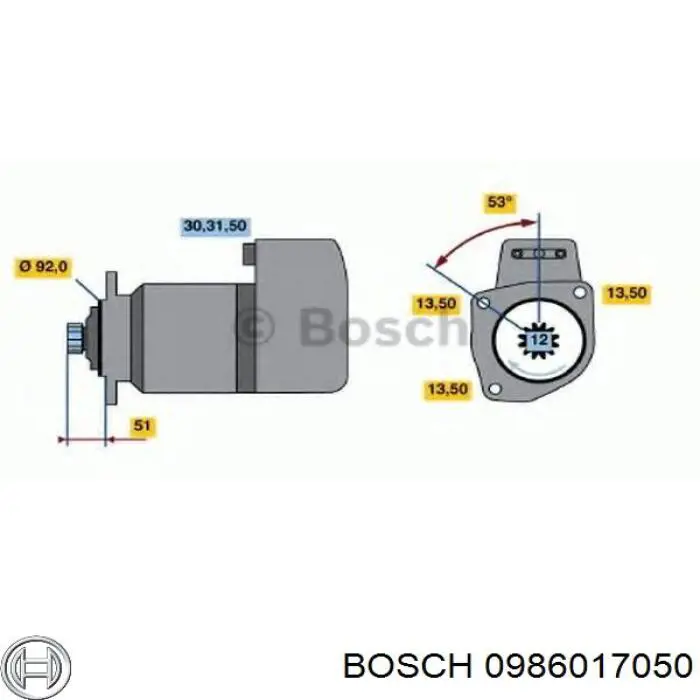 Motor de arranque 0986017050 Bosch