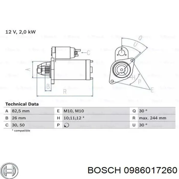 0986017260 Bosch стартер