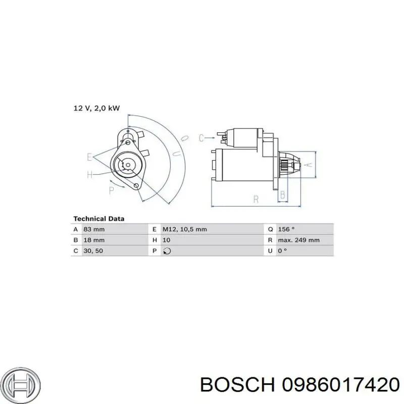 0986017420 Bosch стартер