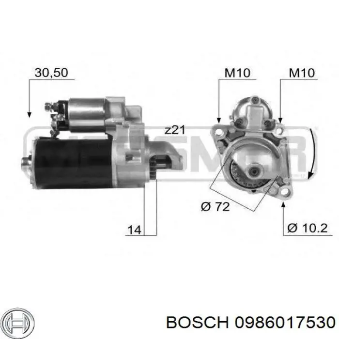 Купить 0986017530 Bosch Стартер