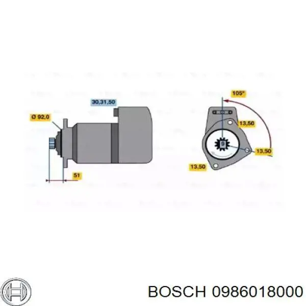 0986018000 Bosch стартер