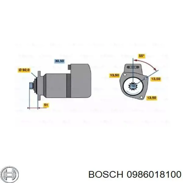 0986018100 Bosch стартер