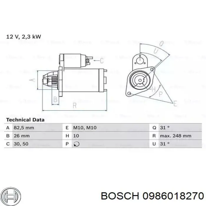 0 986 018 270 Bosch стартер