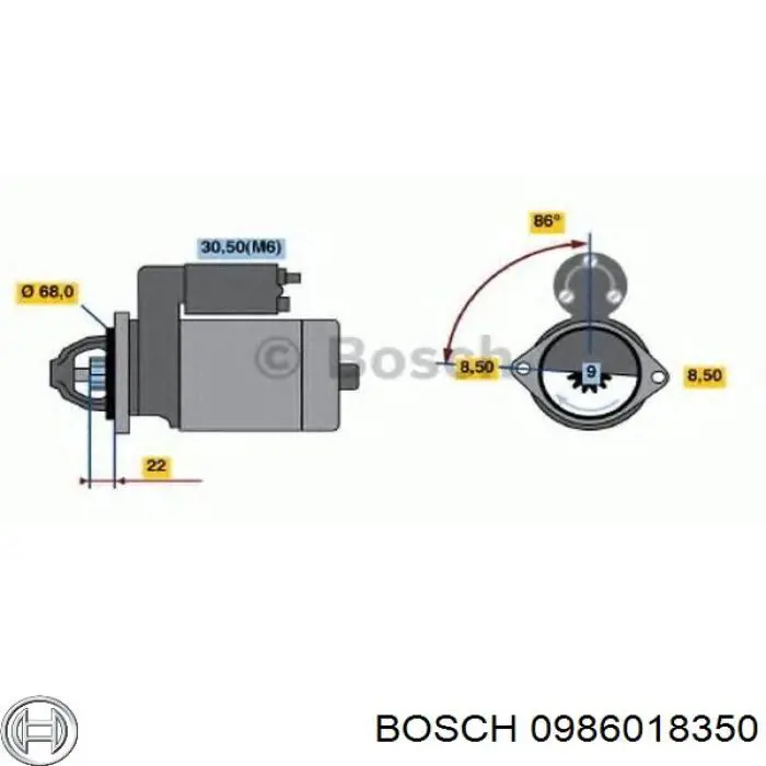 Стартер Bosch 0986018350 цена, от 69.98 USD