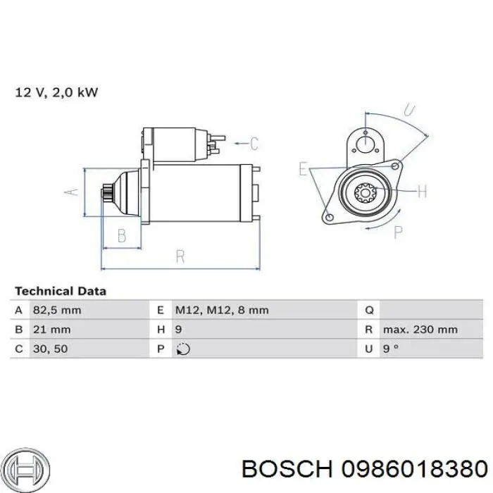 Купить 0986018380 Bosch Стартер