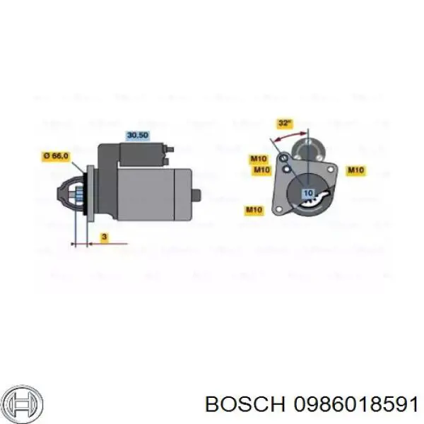 Стартер 0986018591 Bosch