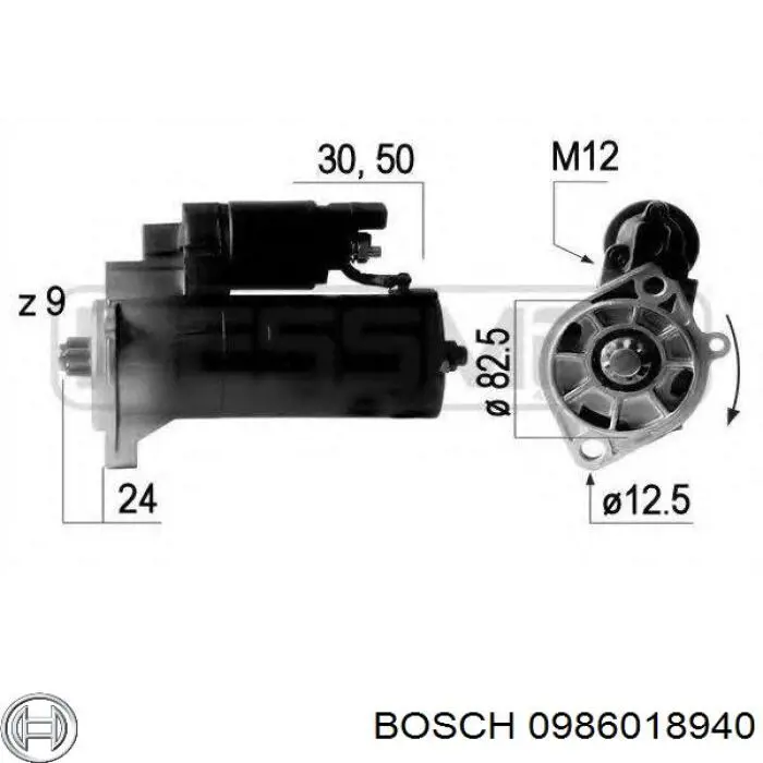 Стартер двигателя Bosch 0986018940