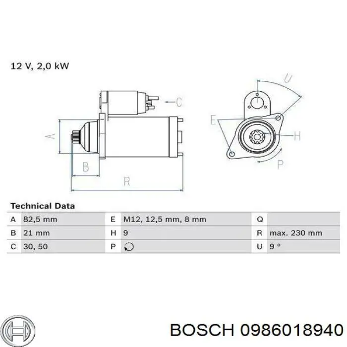 Стартер Bosch 0986018940 цена, от 95.19 USD