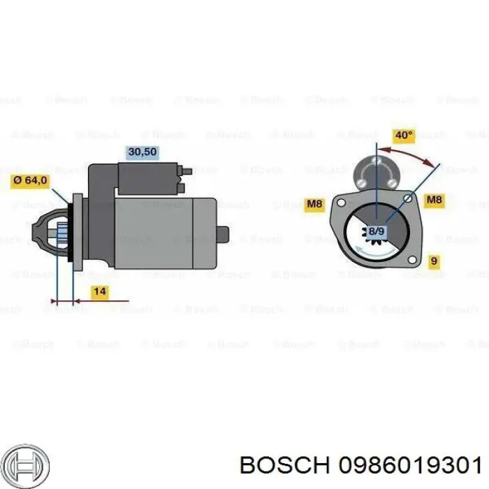 0 986 019 301 Bosch стартер