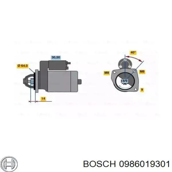 Купить 0986019301 Bosch Стартер
