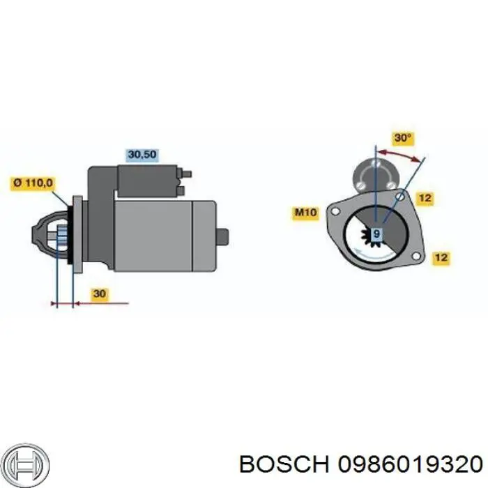 Стартер 0986019320 Bosch