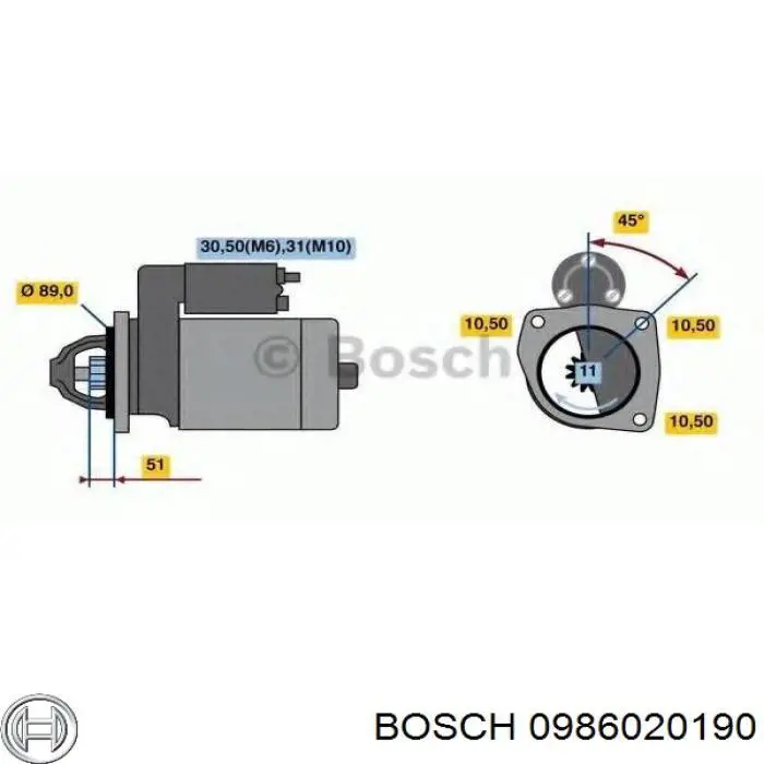 Стартер 0986020190 Bosch