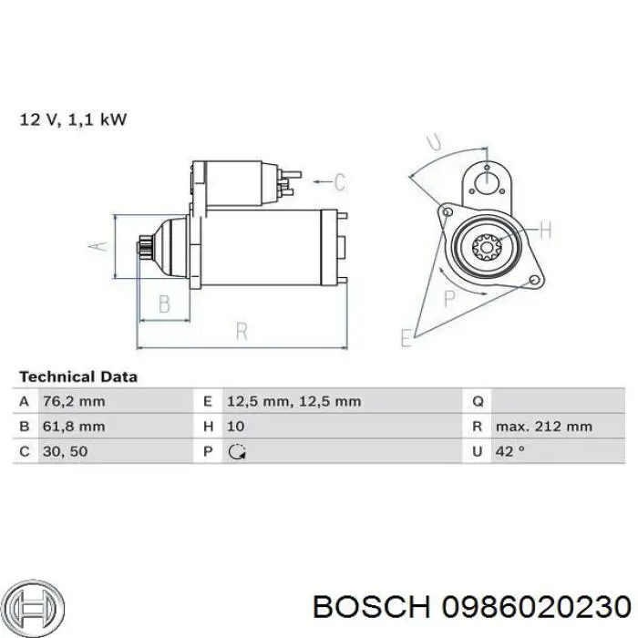 0986020230 Bosch стартер