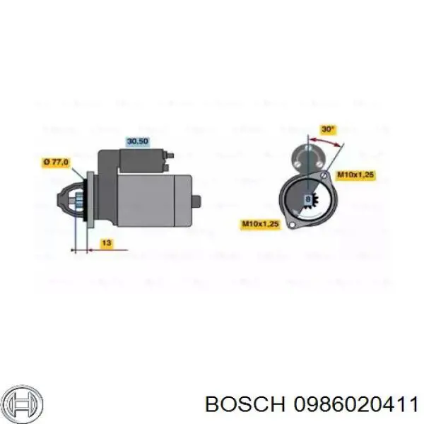 0 986 020 411 Bosch стартер