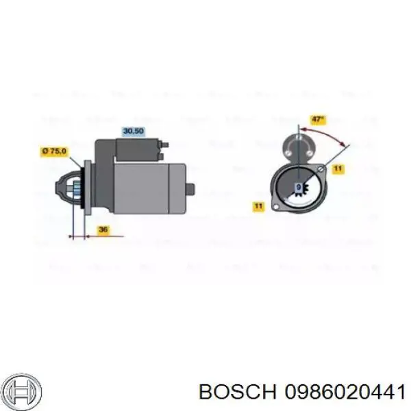 Стартер 0986020441 Bosch