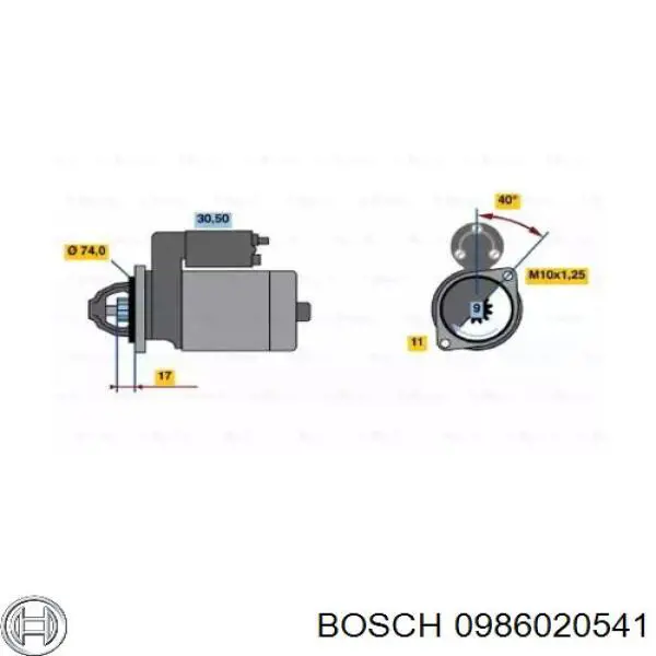 Стартер 0986020541 Bosch