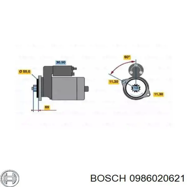 0986020621 Bosch стартер